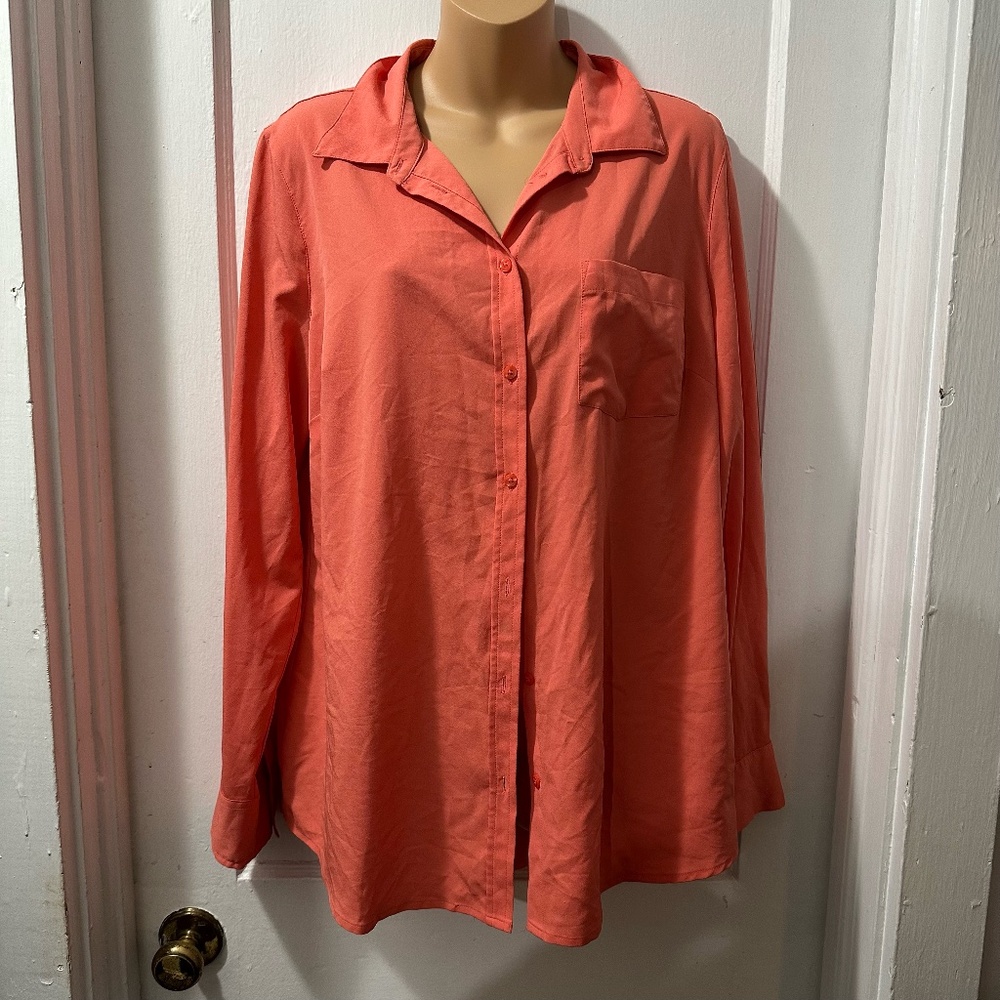Merona Orange Button Down‎ Top in XL
